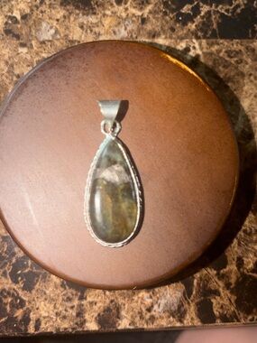 Sterling Silver Green Teardrop Pendant
